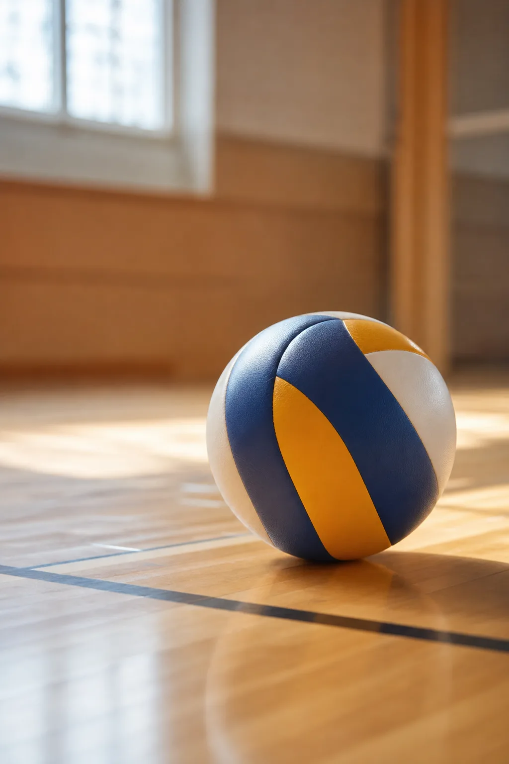 Volleyball auf dem Hallenboden als Symbolbild für die Unterstützung des Geraer Volleyballclubs.